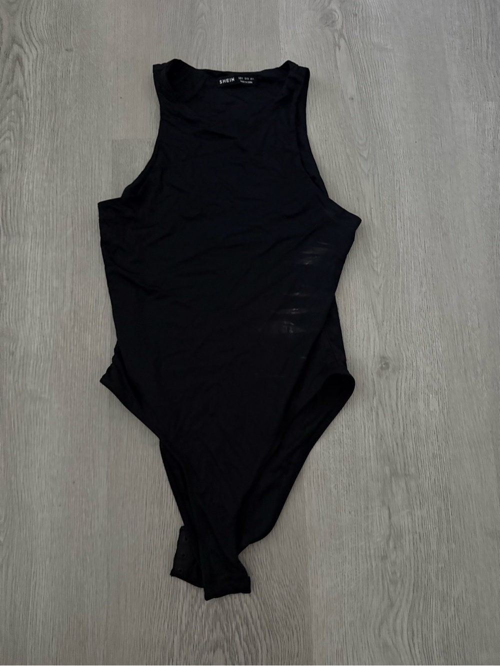 SHEIN Black Ribbed High-Neck Tank Bodysuit